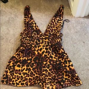 free People cheetah print romper